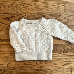 Fisherman Knit Sweater in Cream, Wool & Cashmere Blend Size 18-24 mo